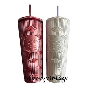 Starbucks Pearl Siren Scale White & Pink Mermaid Cold Cup Tumblers